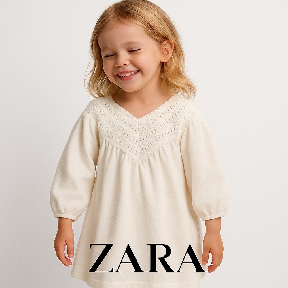 ZARA Kids | Cream | CROCHETED DRESS - Picture 14 of 14